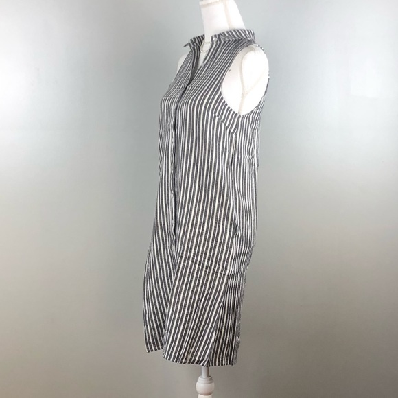 Size Small Gray White Stripped Button Up Dress - Picture 4 of 6